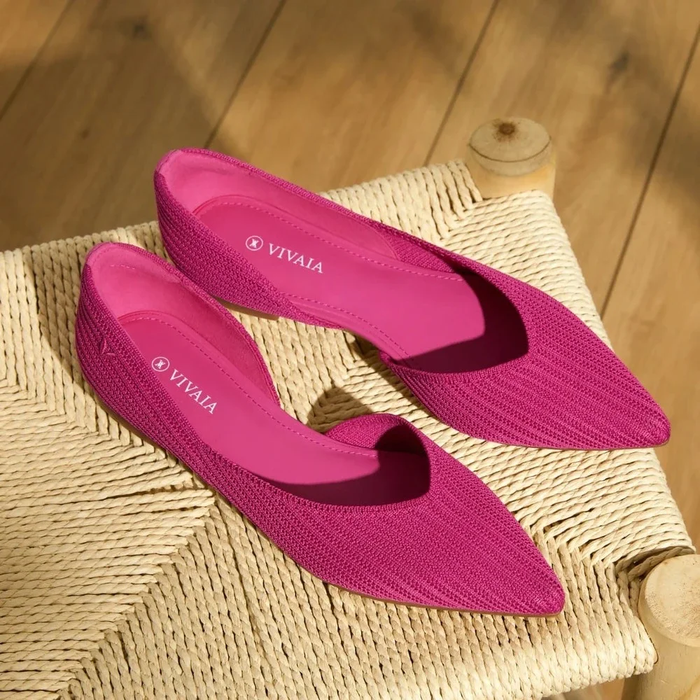VIVAIA Melia Pitaya Pink Pointed‎ Toe dOrsay Knit Flats EU 39 US 8 NEW